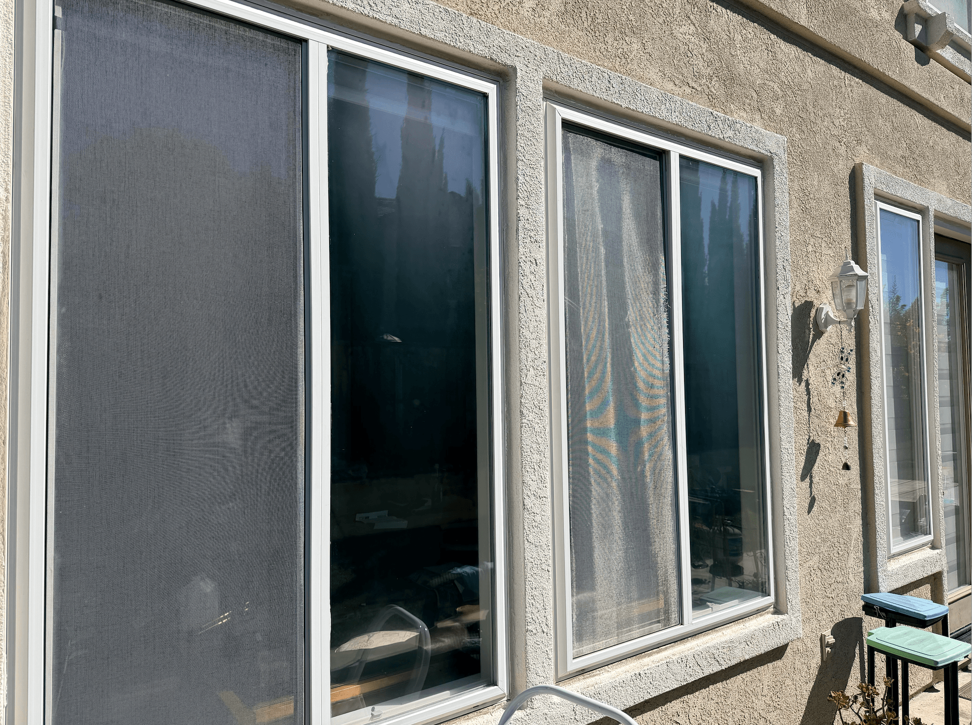 After: the same windows with the glass cleaned.